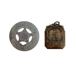 Vintage Sports Medal & Good Luck Coin Pin Lot Balfour Basketball Medal